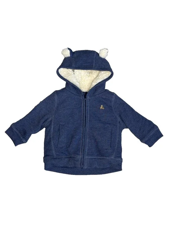 Baby Gap 6-12 Months Teddy Bear Ears Hoodie Full Zip Hooded Sweatshirt Navy Blue