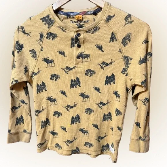 Tailor Vintage Kids Long Sleeve Animal Print Shirt Size 12