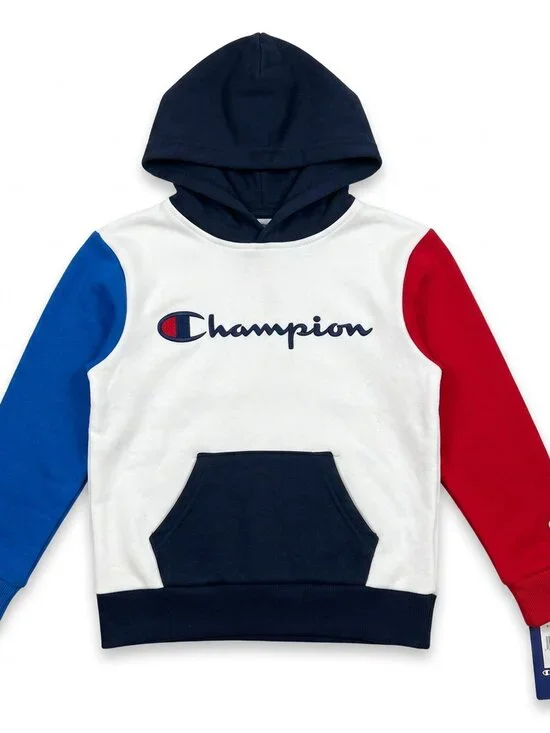 NWT Champion Boys Color Blocked Script Hoodie Sweatshirt