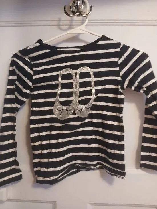 Carter's Girls 6 Black and White Striped Ballerina Shirt