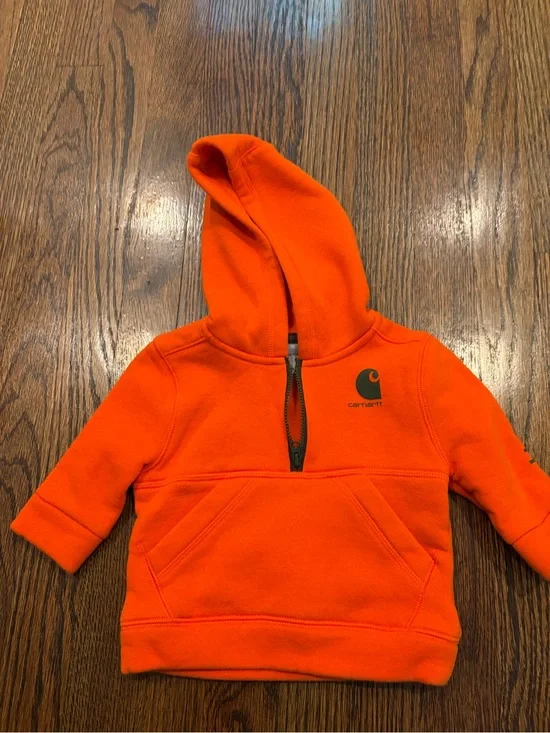 Carhartt Kids Orange Half-Zip Hooded Sweatshirt
