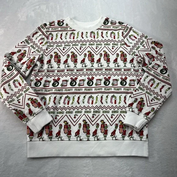 Hanna Andersson Grinch Crewneck Sweater Unisex Kids 10 Cotton Christmas AOP