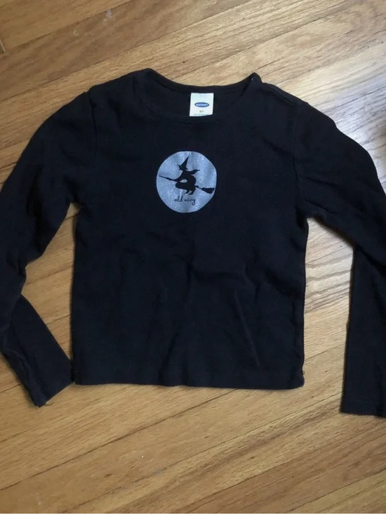 Old Navy Halloween Sparkly Glittery Witch Long Sleeve T-Shirt Top Girls 6/7