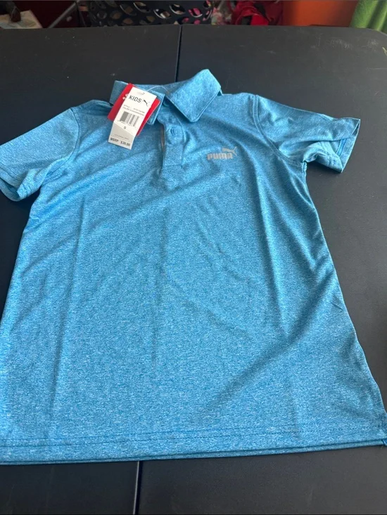 Puma Youth Heathered Aqua Blue Polo Shirt