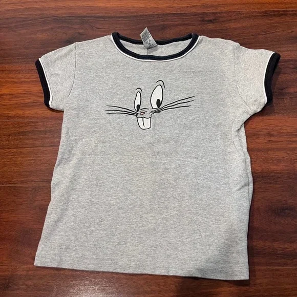 Vintage 1997 Warner Bros Studio Store Kids Bugs Bunny Ringer T-Shirt Gray XL 90s