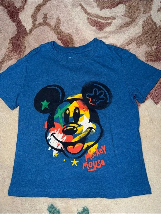 Disney x Jumping Beans Blue Short-Sleeve Mickey Mouse Multicolor Graphic Tee