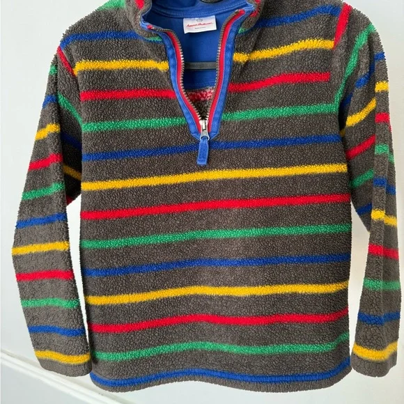 Hanna Andersson Kids Multicolor Striped Sherpa Quarter-Zip Fleece