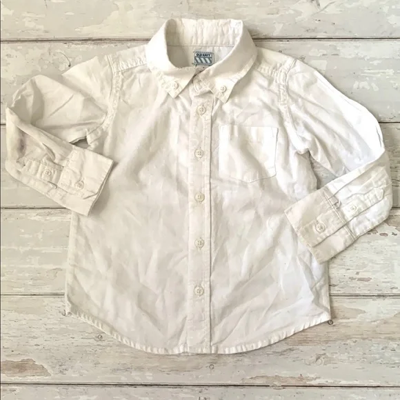 Old Navy 3T Boys White Long Sleeve Button Up Shirt Formal Wear Kids Top