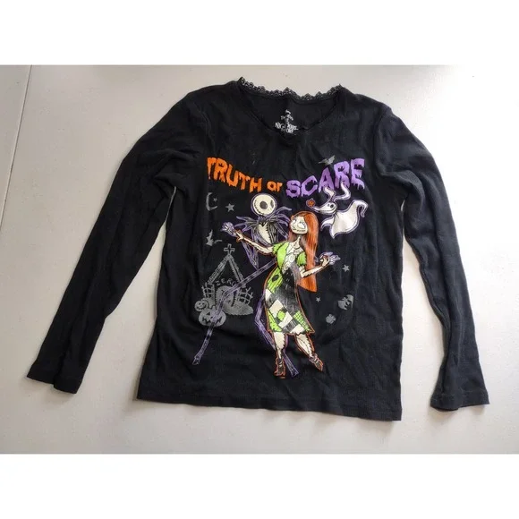 Kids Disney The Nightmare Before Christmas Black Long Sleeve Top L‎