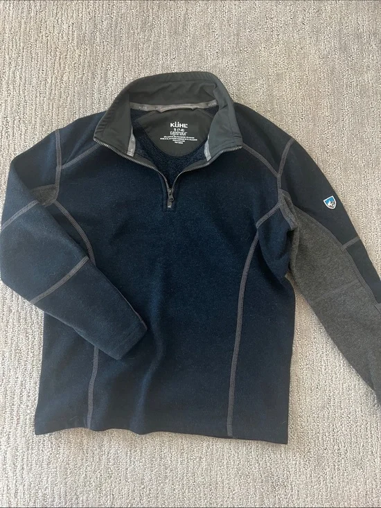 Kuhl Boys Black and Charcoal Quarter-Zip Fleece Pullover