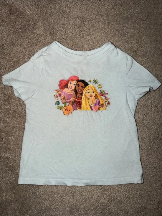 Girls White T-Shirt with Colorful Princess Graphic