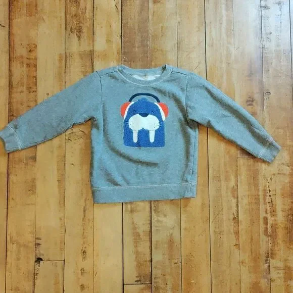 Carters Gray Sweatshirt 5T Walrus Design Fall Winter Cotton School Unisex