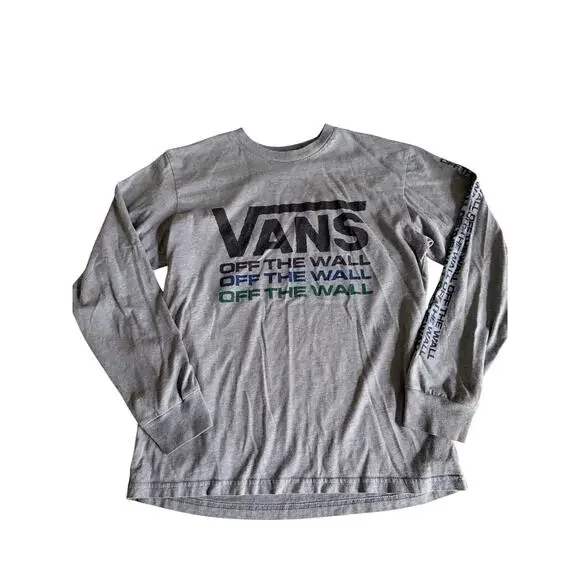 Vans Off The Wall Grey Long Sleeve Graphic T-Shirt Boys L