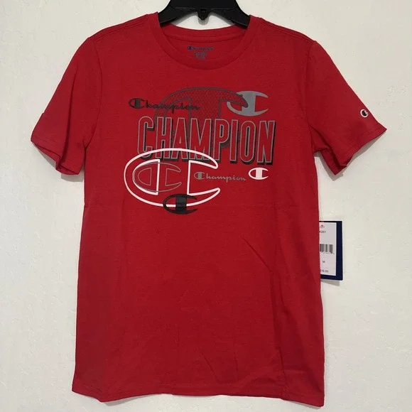 Champion Boys Spell Out‎ Red Short Sleeve T-Shirt Size Medium NWT