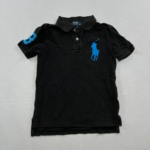 Polo Ralph Lauren Polo Shirt Big Pony Number 3 Black Blue Kids Size 6