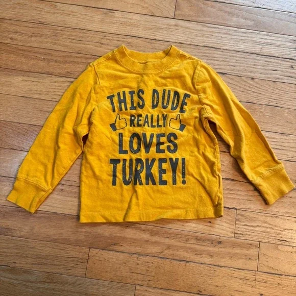 Old‎ Navy Toddler Boys Yellow This Dude Really Loves Turkey Graphic Tee Shirt 3T
