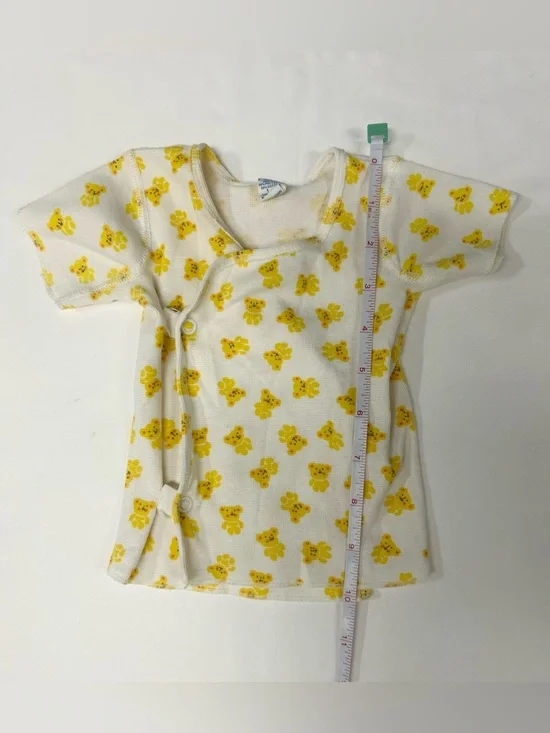 VTG 1980s Carter's Baby Wrap T-Shirt Teddy Bear Print Short Sleeve White/Yellow