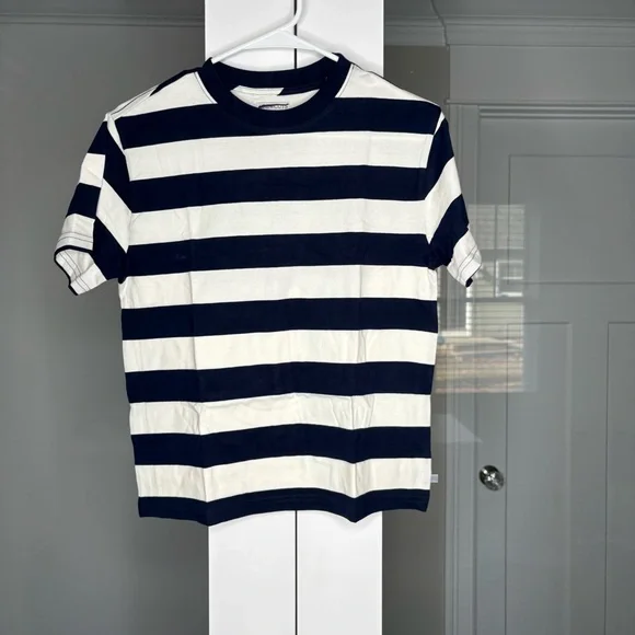 NWT J. Crew Crewcuts Kids' Crewneck T-shirt Stripe White Navy Blue