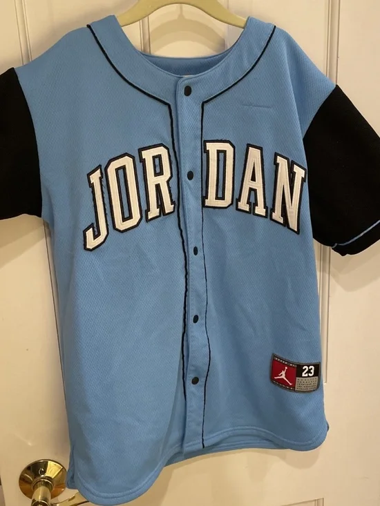Youth Medium Jordan Baseball Jersey Carolina Blue
