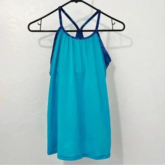 Ivivva By‎ Lululemon Two Be One Tank Aqua Blue Racerback Bra Sz 14