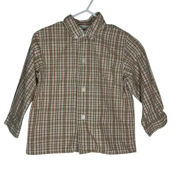 Lttle Bitty Button Down Shirt Baby Boys 24 Months Brown Plaid Long Sleeve‎