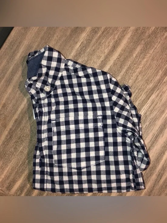Carter's Toddler Navy Blue and White Check Button-Down Shirt