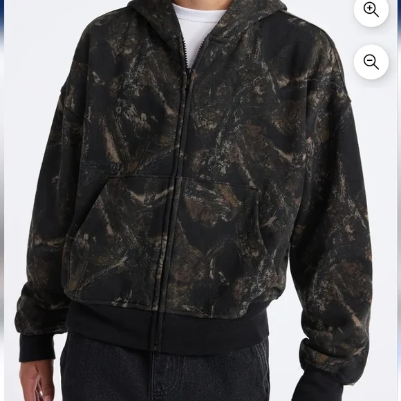 Kids Black & Brown Camouflage Zip Hoodie NWT S 6/7
