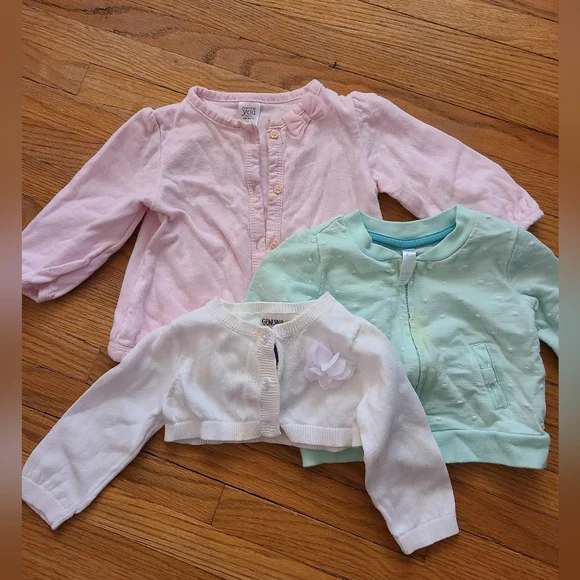 bundle of baby girl cardigans 0-9m