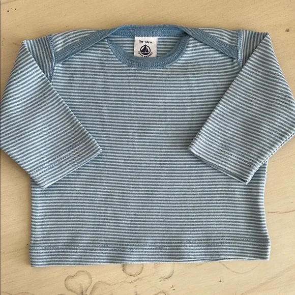 Petit Bateau Blue Long Sleeve Striped Tee