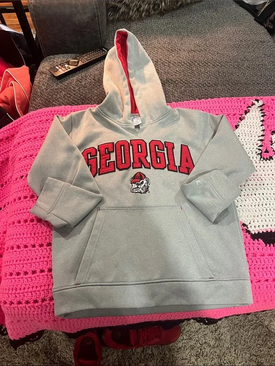 Champion Georgia Kids Hooded Sweatshirt in Gray and Red
