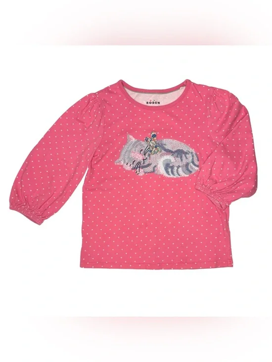 Mini Boden Cat Superstitch With Bow Polka Dot Top
