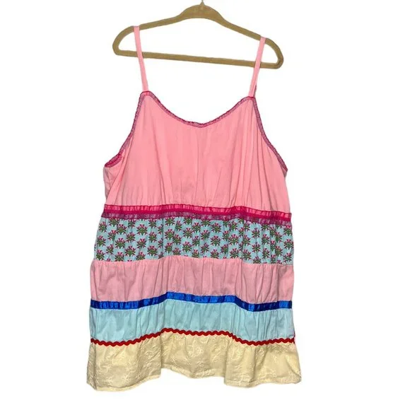 Vintage 00s Y2K Unfabulous Youth Girls 14 Pink Striped Tiered‎ Tunic Top Dress