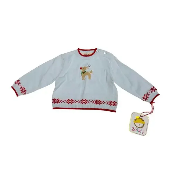 NWT Zubels 3M Reindeer Sweater in Blue