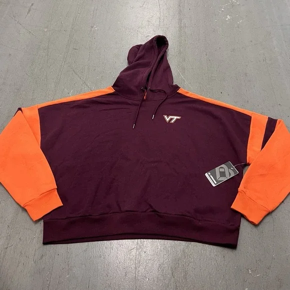 Colosseum Virginia Tech Hokies Women's‎ Cropped Hoodie Blue Red Size Large