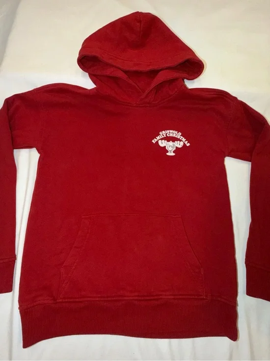 abercrombie kids Red Pullover Hoodie with Chest Graphic