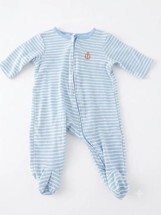 Carter's Striped Anchor Long-Sleeve Footed Pajama Sleep & Play 3Mo