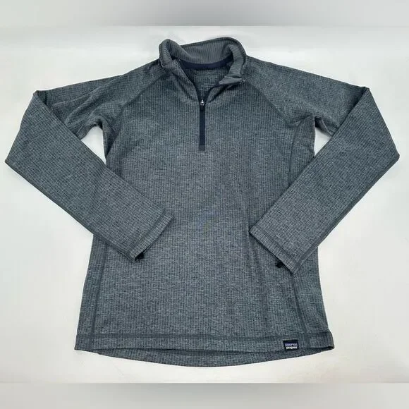Patagonia Kids Capilene Heavyweight Baselayer 1/4 Zip Pullover Gray Large 12