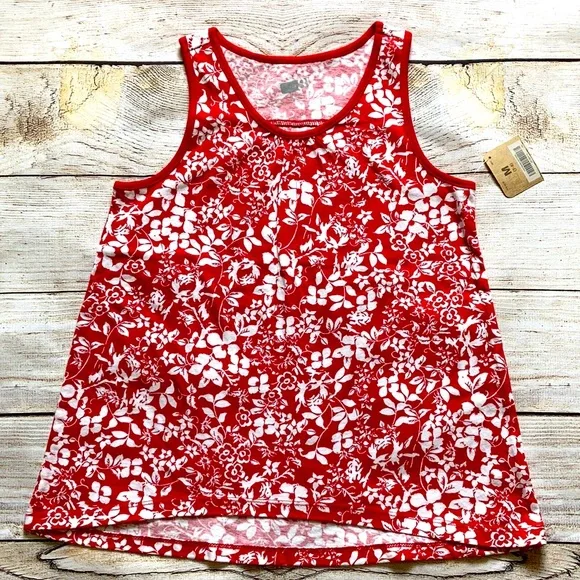 Crazy 8 Floral Tank Top NWT Girls Size Medium 7-8 Red White