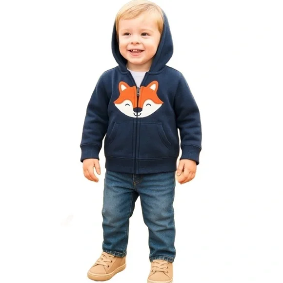 CARTER’S Navy Hoodie with Fox Graphic