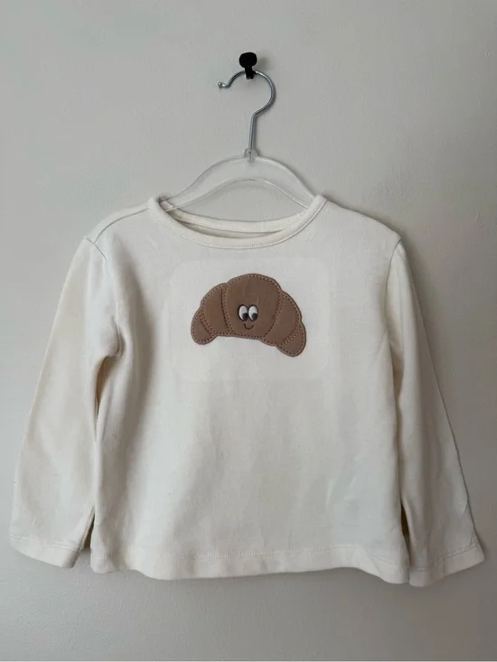 Carter's Cream Long-Sleeve Top with Brown Croissant Applique