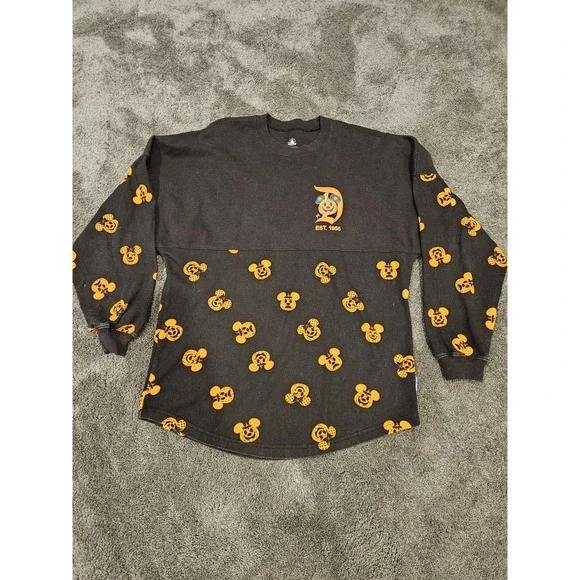 Disney Mickey Mouse Pumpkin Spirit Jersey Halloween Black Orange‎ Size XS