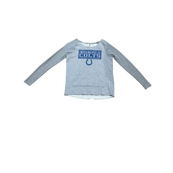 Indianapolis Colts Raglan Long Sleeve Thermal Kids XL 14/16 Gray‎ Blue NFL