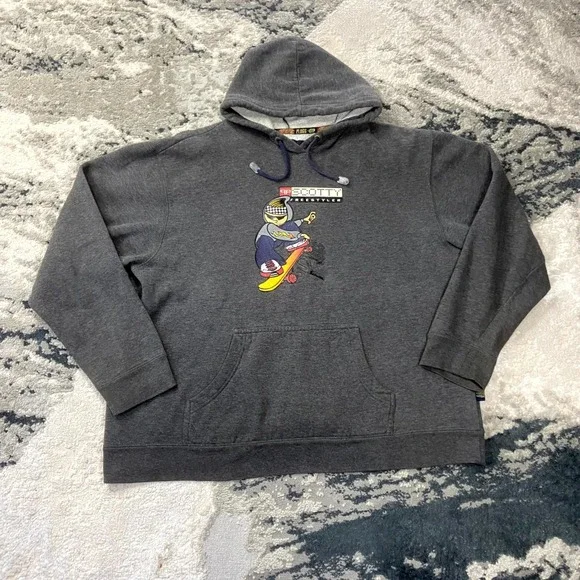 Y2K Plugg Vintage Skater Surf Hoodie XL Gray Scotty Freestyler‎ Skateboard 00s