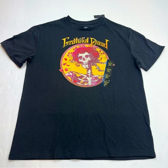 Grateful Dead Black Short Sleeve Shirt‎ Girls Size Large 10 / 12 Hippie Rock NEW