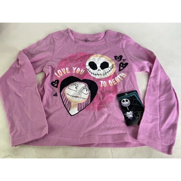 Disney Nightmare Before Christmas Jack Sally Long Sleeve T-Shirt Girls Size 5