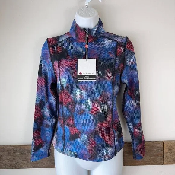 NWT‎ Sunice Girls' Hailey Stretch Knit Half-Zip Pullover Bae layer Size M
