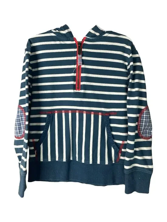 Matilda Jane X Joanna Gaines Unisex Blue White Stripe Quarter Zip Hoodie Size 4