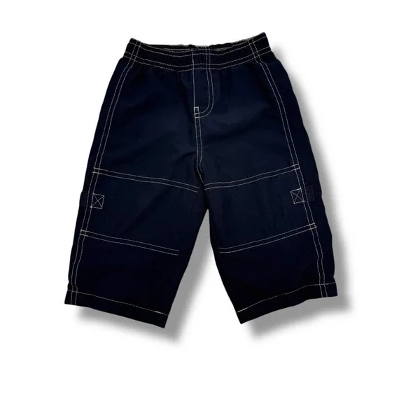 Carter's Swim Trunks Baby Boy 18M Navy‎ Blue Contrast Stitch Board Shorts