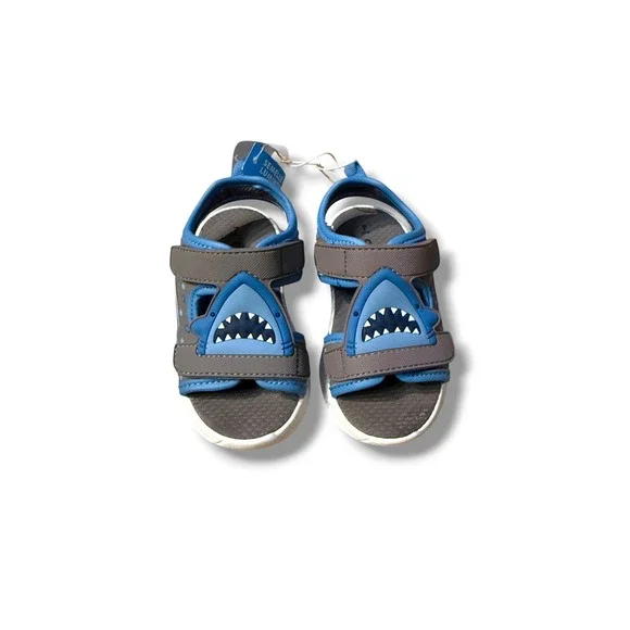 Carter's Toddler Shark Sandals Size‎ 7M Blue Grey Light-Up Summer Shoes NEW