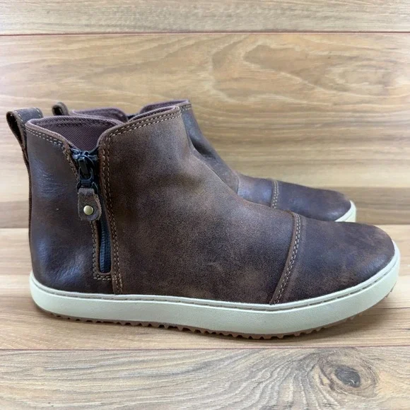 LL BEAN Mountainside Ankle Boots Womens 9 M Brown Leather Zip Casual Outdoor